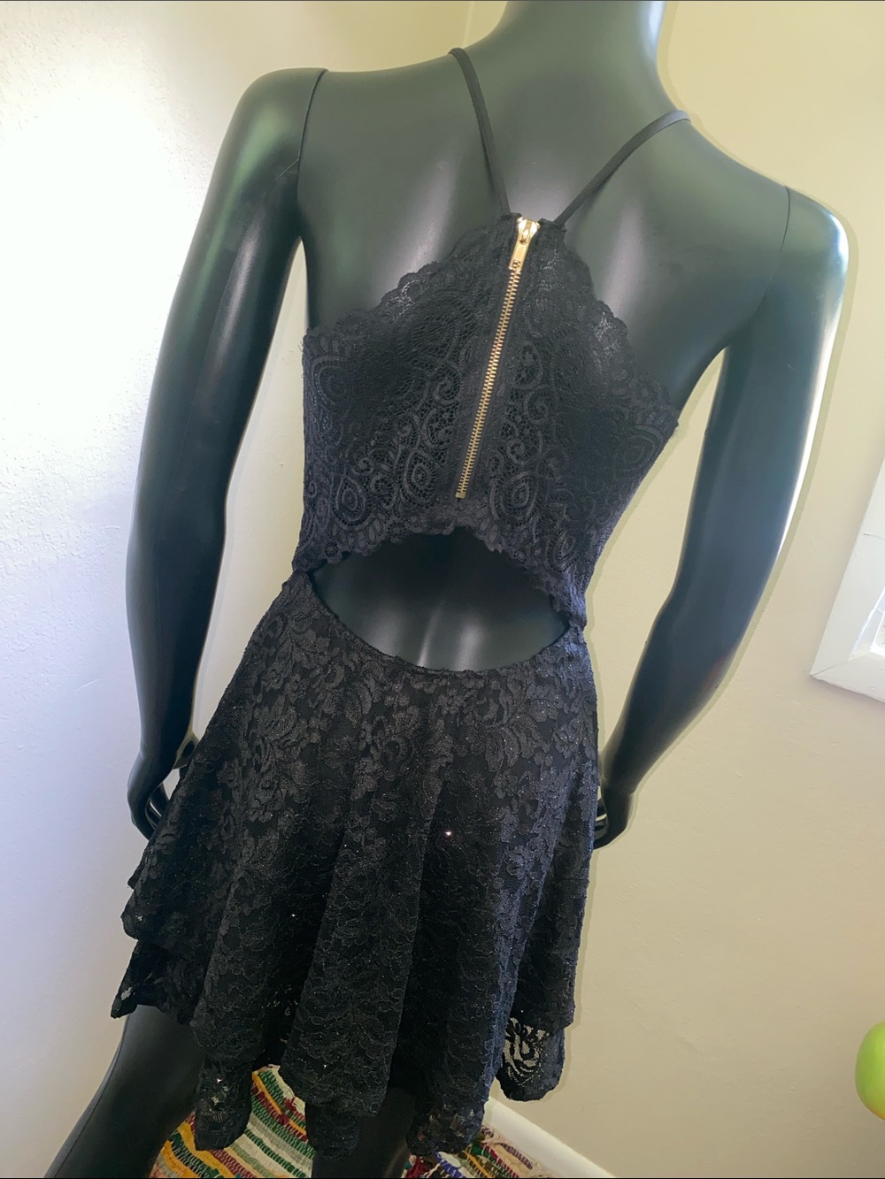 Emerald Sundae Black Lace V-Neck Mini Dress - Picture 8 of 13